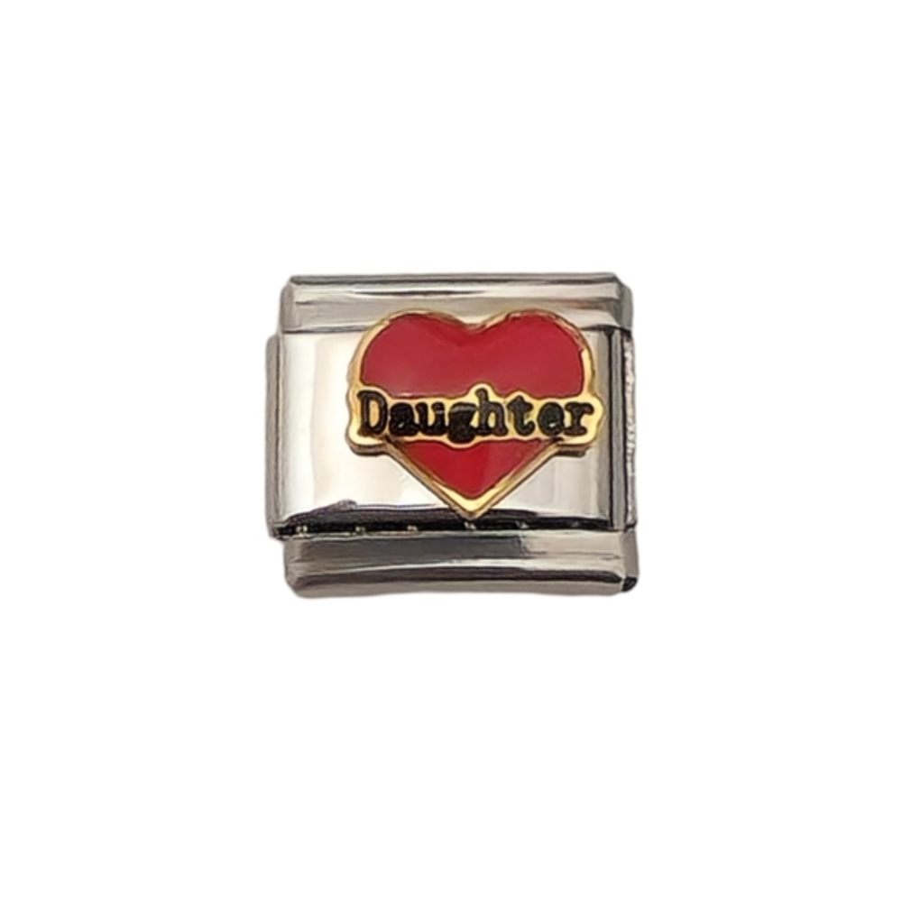Italian Charmlink Heart Love Daughter Family for DIY Charm Bracelet 9mm‎
